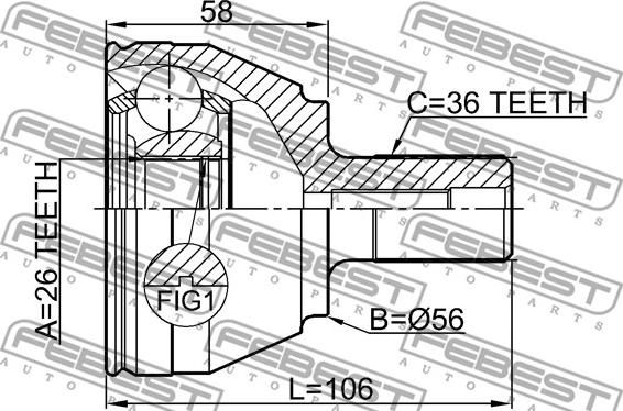 Febest 2110-CB4TD - Ledsats, drivaxel xdelar.se