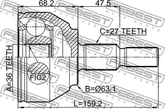 Febest 2110-KUGTD - Ledsats, drivaxel xdelar.se