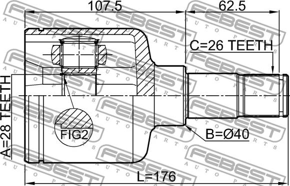 Febest 2111-CA220LH - Ledsats, drivaxel xdelar.se