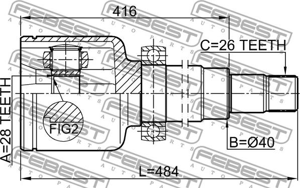 Febest 2111-CA220RH - Ledsats, drivaxel xdelar.se