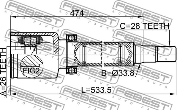 Febest 2111-CA2RH - Ledsats, drivaxel xdelar.se