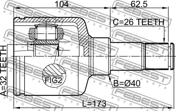 Febest 2111-CB4LH - Ledsats, drivaxel xdelar.se