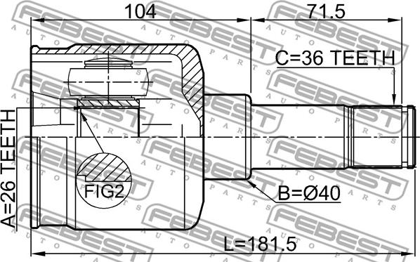 Febest 2111-FY36LH - Ledsats, drivaxel xdelar.se