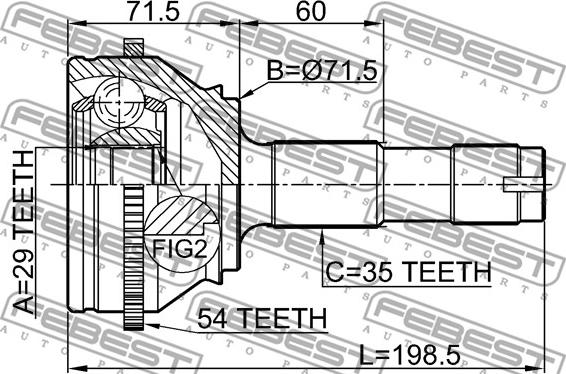 Febest 2810-DRUSA54 - Ledsats, drivaxel xdelar.se