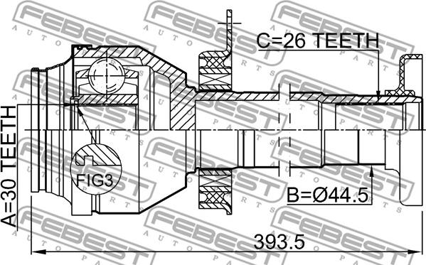 Febest 2311-T5MTRH - Ledsats, drivaxel xdelar.se