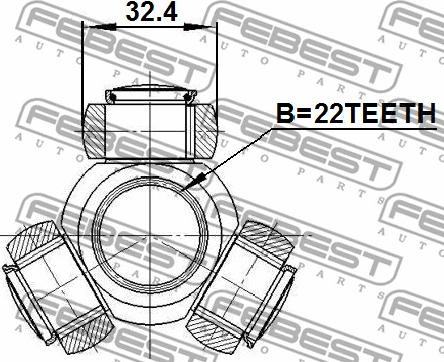 Febest 2216-SPA - Trepunktsnav, drivaxel xdelar.se