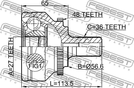 Febest 2710-V70A48 - Ledsats, drivaxel xdelar.se