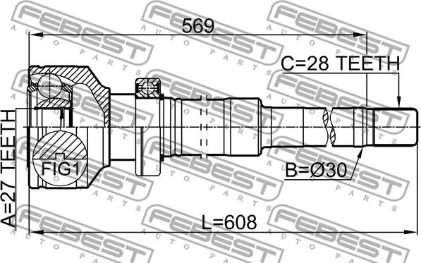 Febest 2711-XC90RH - Ledsats, drivaxel xdelar.se