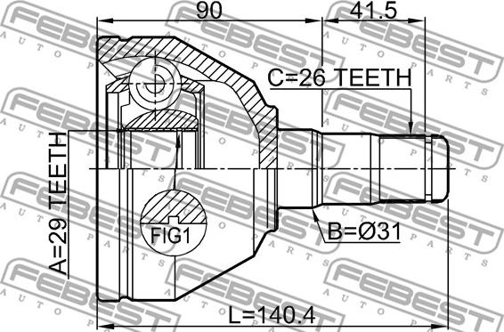 Febest 2711-XC90WDLH - Ledsats, drivaxel xdelar.se