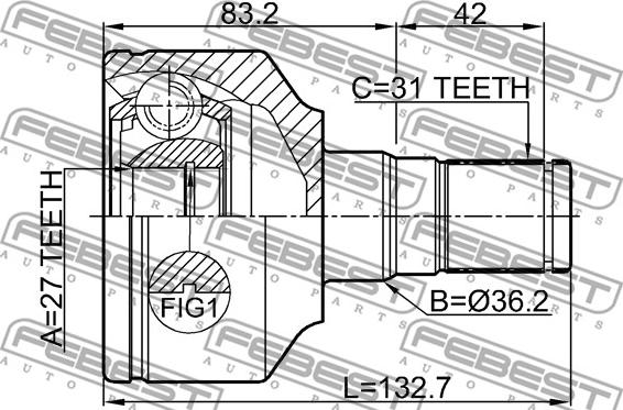 Febest 2711-XC70LH - Ledsats, drivaxel xdelar.se