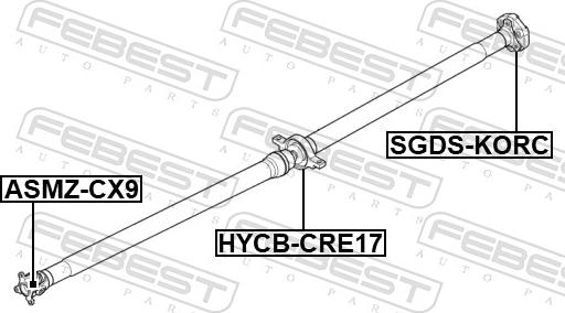 Febest HYCB-CRE17 - Upphängning, kardanaxel xdelar.se