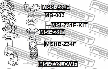 Febest MSS-Z32F - Fjäderbens-stödlager xdelar.se