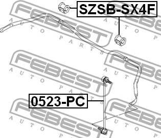 Febest SZSB-SX4F - Bussning, krängningshämare xdelar.se