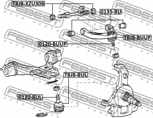 Febest TBJB-XZU308 - Reparationssats, styrspindel xdelar.se