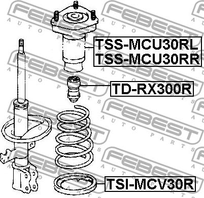 Febest TSS-MCU30RL - Fjäderbens-stödlager xdelar.se