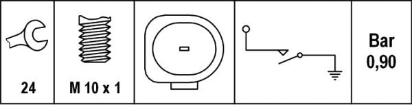 HELLA 6ZL 008 280-011 - Sensor, oljetryck xdelar.se