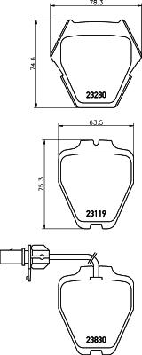 HELLA 8DB 355 009-031 - Bromsbeläggssats, skivbroms xdelar.se