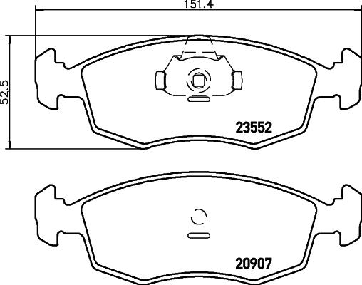 HELLA 8DB 355 009-131 - Bromsbeläggssats, skivbroms xdelar.se