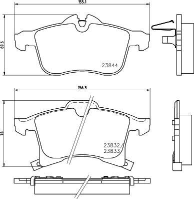 HELLA 8DB 355 009-221 - Bromsbeläggssats, skivbroms xdelar.se