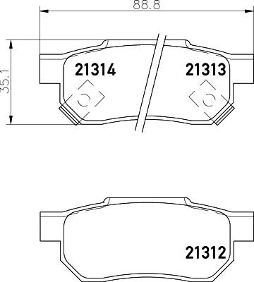 HELLA 8DB 355 005-731 - Bromsbeläggssats, skivbroms xdelar.se