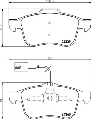 HELLA 8DB 355 006-901 - Bromsbeläggssats, skivbroms xdelar.se