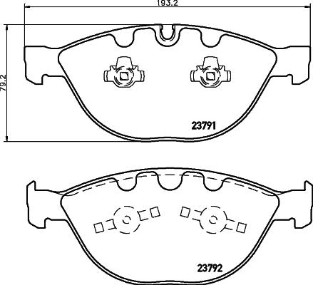 HELLA 8DB 355 006-551 - Bromsbeläggssats, skivbroms xdelar.se