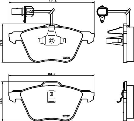 HELLA 8DB 355 008-921 - Bromsbeläggssats, skivbroms xdelar.se