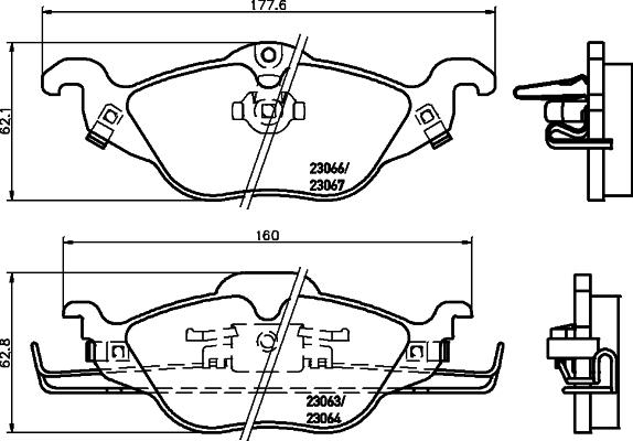 HELLA 8DB 355 008-571 - Bromsbeläggssats, skivbroms xdelar.se