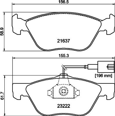 HELLA 8DB 355 008-611 - Bromsbeläggssats, skivbroms xdelar.se