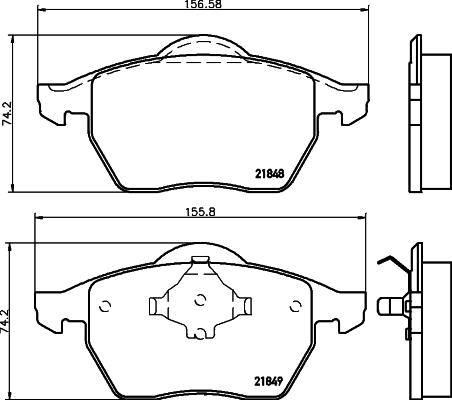 HELLA 8DB 355 008-001 - Bromsbeläggssats, skivbroms xdelar.se