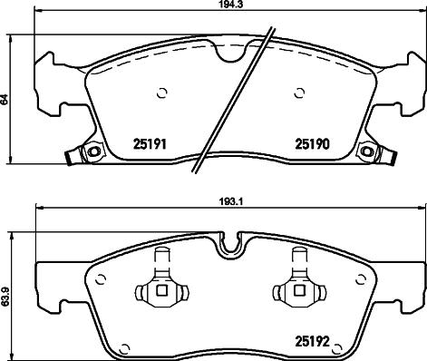 HELLA 8DB 355 019-551 - Bromsbeläggssats, skivbroms xdelar.se