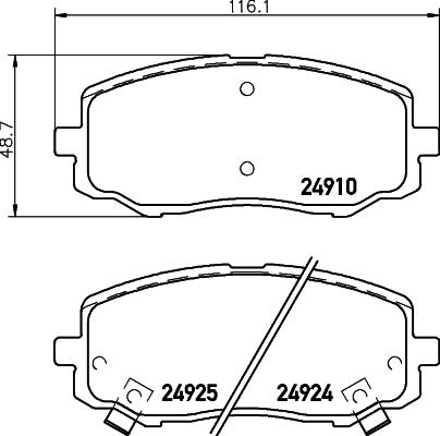 HELLA 8DB 355 014-901 - Bromsbeläggssats, skivbroms xdelar.se