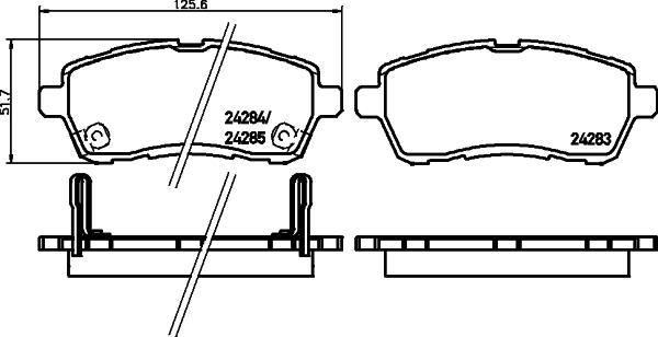 HELLA 8DB 355 014-001 - Bromsbeläggssats, skivbroms xdelar.se