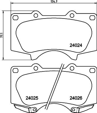 HELLA 8DB 355 014-121 - Bromsbeläggssats, skivbroms xdelar.se