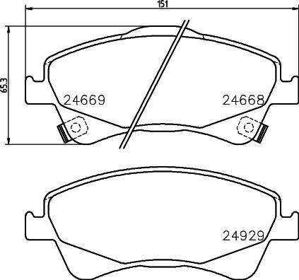 HELLA 8DB 355 014-881 - Bromsbeläggssats, skivbroms xdelar.se