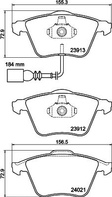 HELLA 8DB 355 015-971 - Bromsbeläggssats, skivbroms xdelar.se