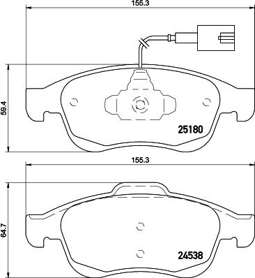 HELLA 8DB 355 015-521 - Bromsbeläggssats, skivbroms xdelar.se