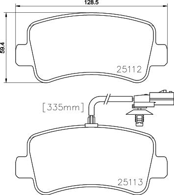 HELLA 8DB 355 015-301 - Bromsbeläggssats, skivbroms xdelar.se