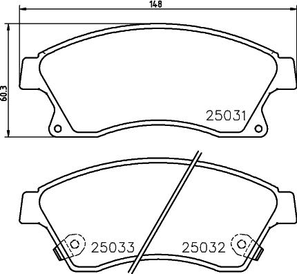 HELLA 8DB 355 015-231 - Bromsbeläggssats, skivbroms xdelar.se