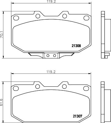 HELLA 8DB 355 016-791 - Bromsbeläggssats, skivbroms xdelar.se