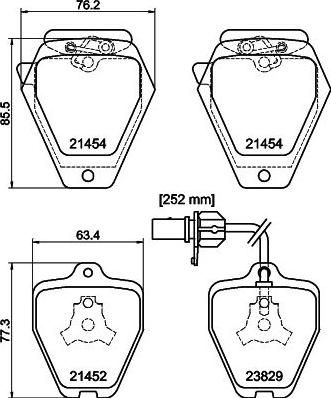 HELLA 8DB 355 010-191 - Bromsbeläggssats, skivbroms xdelar.se