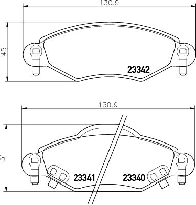 HELLA 8DB 355 010-791 - Bromsbeläggssats, skivbroms xdelar.se