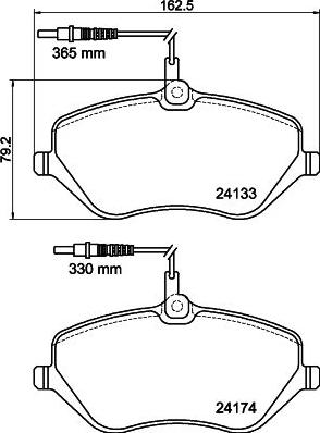 HELLA 8DB 355 011-491 - Bromsbeläggssats, skivbroms xdelar.se