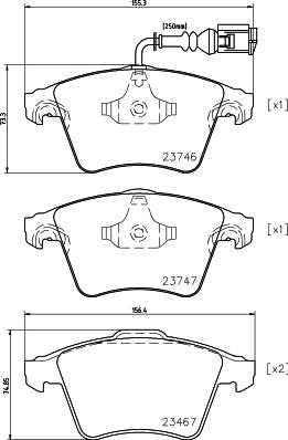 HELLA 8DB 355 011-441 - Bromsbeläggssats, skivbroms xdelar.se