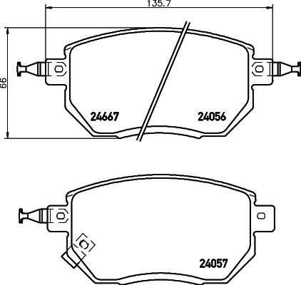 HELLA 8DB 355 011-101 - Bromsbeläggssats, skivbroms xdelar.se