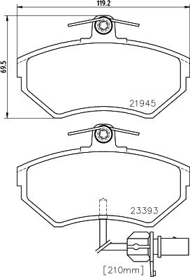 HELLA 8DB 355 018-451 - Bromsbeläggssats, skivbroms xdelar.se