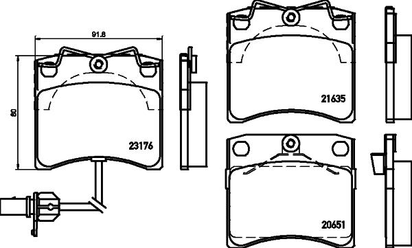 HELLA 8DB 355 018-521 - Bromsbeläggssats, skivbroms xdelar.se