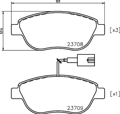 HELLA 8DB 355 018-831 - Bromsbeläggssats, skivbroms xdelar.se