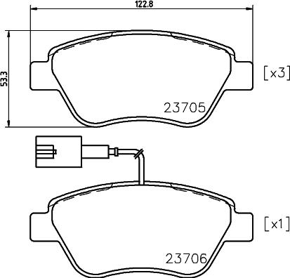 HELLA 8DB 355 018-821 - Bromsbeläggssats, skivbroms xdelar.se