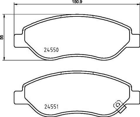 HELLA 8DB 355 013-401 - Bromsbeläggssats, skivbroms xdelar.se